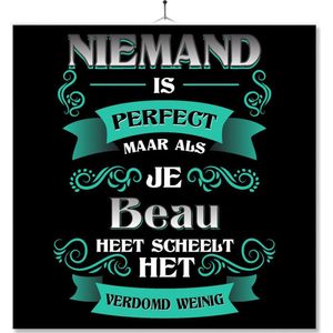 Tegel Met Opdruk | Kado | Cadeau | Niemand Is Perfect Maar Als Je Beau Heet Scheelt Het Verdomd Weinig