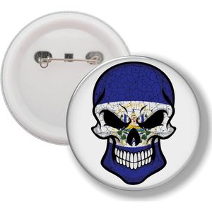 Button Met Speld - Schedel Vlag El Salvador