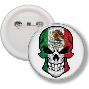 Button Met Speld - Schedel Vlag Mexico