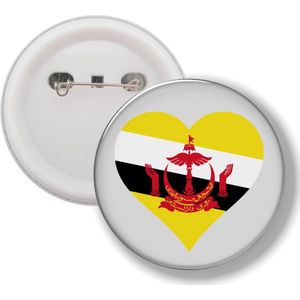 Button Met Speld - Hart Vlag Brunei