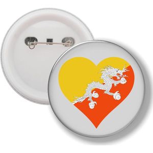 Button Met Speld - Hart Vlag Bhutan