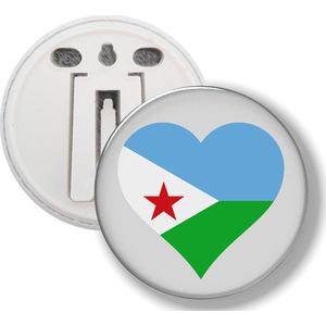 Button Met Clip - Hart Vlag Djibouti
