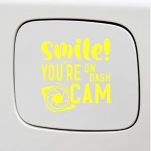 Bumpersticker - Smile Youre On Dash Cam - 14x13 - Geel