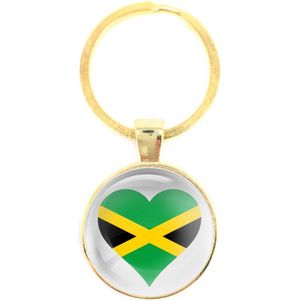 Sleutelhanger Glas - Hart Vlag Jamaica