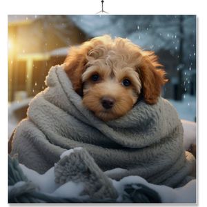 Tegel Met Opdruk | Geschenk | Hond In Mand Onder Fleecedeken | Multipoo