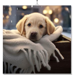 Tegel Met Opdruk | Geschenk | Hond In Mand Onder Fleecedeken | Labrador