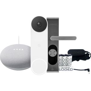 Google Nest Doorbell Battery + Nest Mini + LOQED Touch Smart Lock + LOQED Power Kit