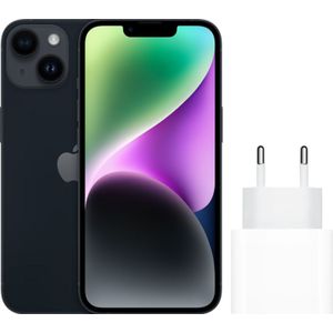 Apple iPhone 14 256GB Zwart + Apple Usb C Oplader 20W