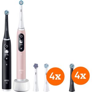 Oral-B iO 6n Zwart en Lichtroze Duopack + opzetborstels (8 stuks)