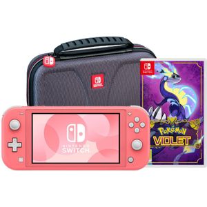 Nintendo Switch Lite Koraal + Pokémon Violet + Bigben Beschermtas