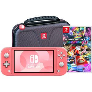 Nintendo Switch Lite Koraal + Mario Kart 8 Deluxe + Bigben Beschermtas