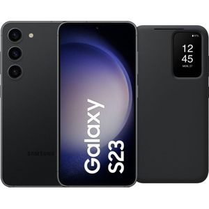 Samsung Galaxy S23 256GB Zwart 5G + Clear View Book Case Zwart