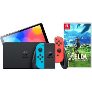 Nintendo Switch OLED Rood/Blauw + The Legend of Zelda: Breath of the Wild