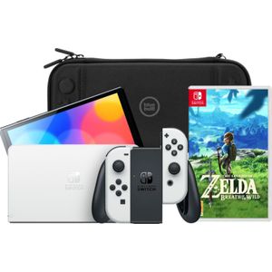 Nintendo Switch OLED Wit + Zelda: Breath of the Wild +  Bluebuilt Beschermhoes