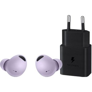 Samsung Galaxy Buds 2 Pro Paars + Samsung Power Delivery Oplader met Usb C Poort 15W Zwart