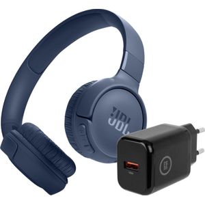 JBL Tune 520BT Blauw + BlueBuilt Quick Charge Oplader met Us