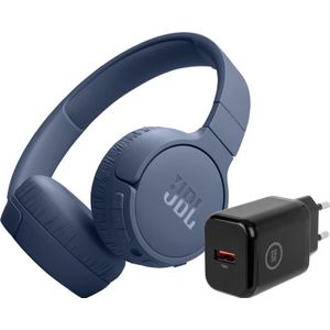 JBL Tune 670NC Blauw + BlueBuilt Quick Charge Oplader met Us