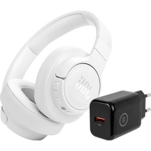 JBL Tune 770NC Wit + BlueBuilt Quick Charge Oplader met Usb A Poort 18W Zwart