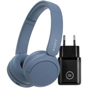 Sony WH-CH520 Blauw + BlueBuilt Quick Charge Oplader met Usb A Poort 18W Zwart