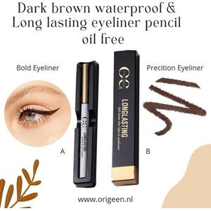 Origeen Smudge proof long lasting Brown eye liner - Bruin - Waterproof - Long lasting - precisie - Kissproof - Color Brown