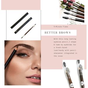 3 in 1 Waterproof wenkbrauw potlood met puntenslijper en Borstel - Long lasting Waterproof eyebrow pencil with sharpener + brush- Extra long - Kleur licht coffee ( blond en grijs haar )