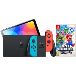 Nintendo Switch OLED Rood/Blauw + Super Mario Bros. Wonder