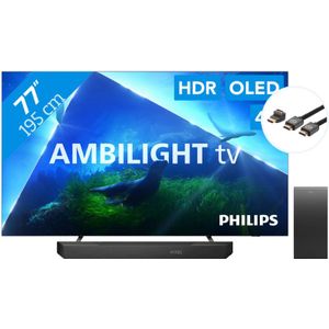 Philips 77OLED808 - Ambilight (2023) + Soundbar + Hdmi kabel