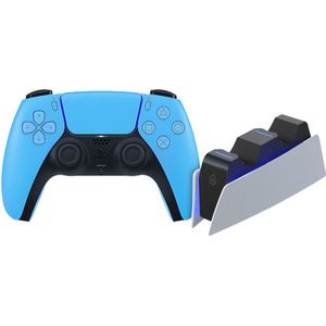Sony PlayStation 5 DualSense Draadloze Controller Starlight Blue + BlueBuilt oplaadstation