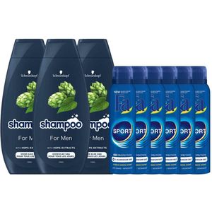 Fa - Sport Deodorant - Vegan - 0% Aluminiumzouten - Schwarzkopf For Men Shampoo - Met Hop-extracten
