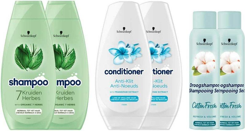 Schwarzkopf - 7 Kruiden - Shampoo - 400 ml - Anti-klit en Droogshampoo Pakket
