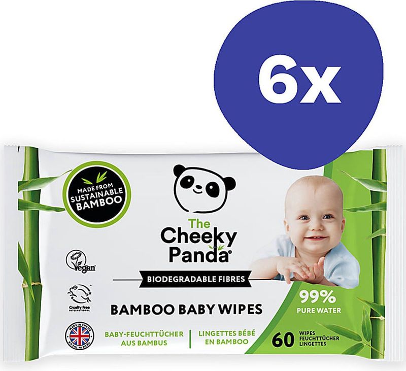 6x Cheeky Panda Babydoekjes Bamboo 60 stuks