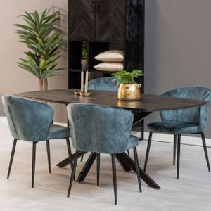 Mangohouten Eettafel Vicenza Black Deens Ovaal 240x110 cm Mahom - Industrieel - Mangohout Online