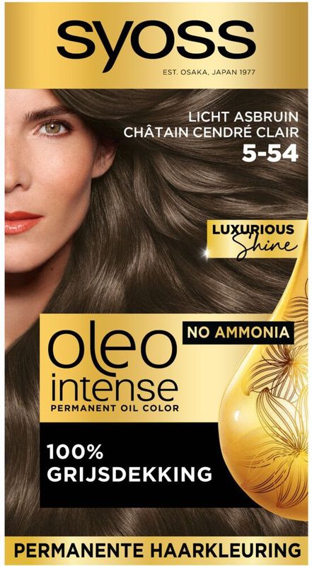 3x Syoss Oleo Intense Haarverf 5-54 Licht Asbruin