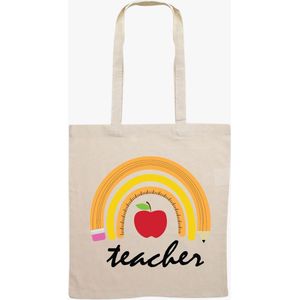 Katoenen tas - leuke tekst - docent - leuk voor docent - regenboog - shopper - teacher