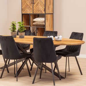 Mangohouten Eettafel Bologna Ovaal 240x110 cm Mahom - Industrieel - Mangohout Online