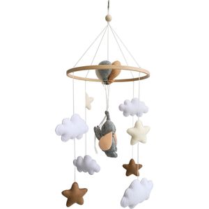 Luxe Baby Mobiel Olifantje – Vilt Boxmobiel – Absolute Eyecatcher! – Dieren Mobiel Babykamer – Babyshower Cadeau Babymobiel – Wieg Mobiel – Perfect als Kraamcadeau