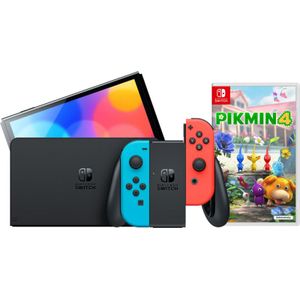 Nintendo Switch OLED Rood/Blauw + Pikmin 4