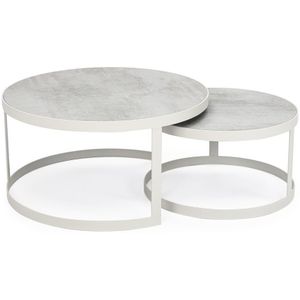 Stalux Salontafelset 'Saar' rond 80 en 60cm, kleur wit / beton