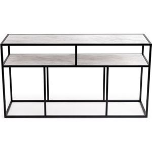 Stalux Side-table &apos;Teun&apos; 150cm, kleur zwart | wit marmer