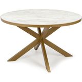 Stalux Ronde eettafel 'Daan' 148cm, kleur goud / wit marmer