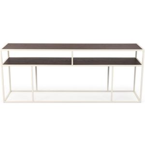 Stalux Side-table 'Teun' 150cm, kleur wit / bruin hout