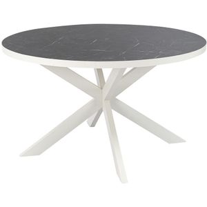 Stalux Ronde eettafel 'Daan' 135cm, kleur wit / zwart marmer