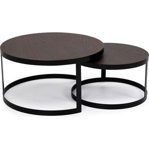 Stalux Salontafelset - Set Saar - Duurzaam ontwerp - Eenvoudige montage - Stijlvol design - Bruin - 80 cm