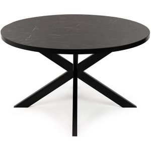 Stalux Ronde eettafel 'Daan' 120cm, kleur zwart / zwart marmer