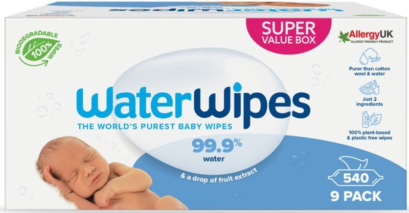 2x WaterWipes Billendoekjes 9 x 60 stuks = 540 doekjes