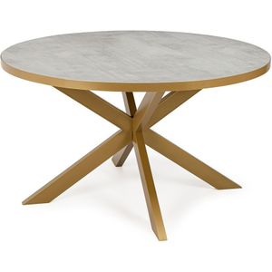 Stalux Ronde eettafel 'Daan' 135cm, kleur goud / beton