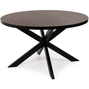 Stalux Ronde eettafel &apos;Daan&apos; 135cm, kleur zwart | bruin hout