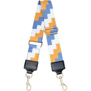 Schouderband - Tassenriem -Tashengsel - Schouderriem - Bag Strap - Verstelbaar - Oranje/Blauw - Blocks