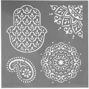 Sjabloon, etnische motieven, afm 30,5x30,5 cm, dikte 0,31 mm, 1 vel - Incl. Gift