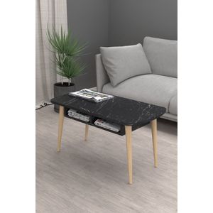 Soph&Tess Aura Salontafel - Bijzettafel - Koffietafel - Woonkamer tafel  - 50 x 90 x 42 cm - Zwart / Bruin - Marmeren Look